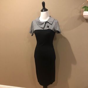 Cute black office dress - Size Small (size 4) stretch. Homeyee
